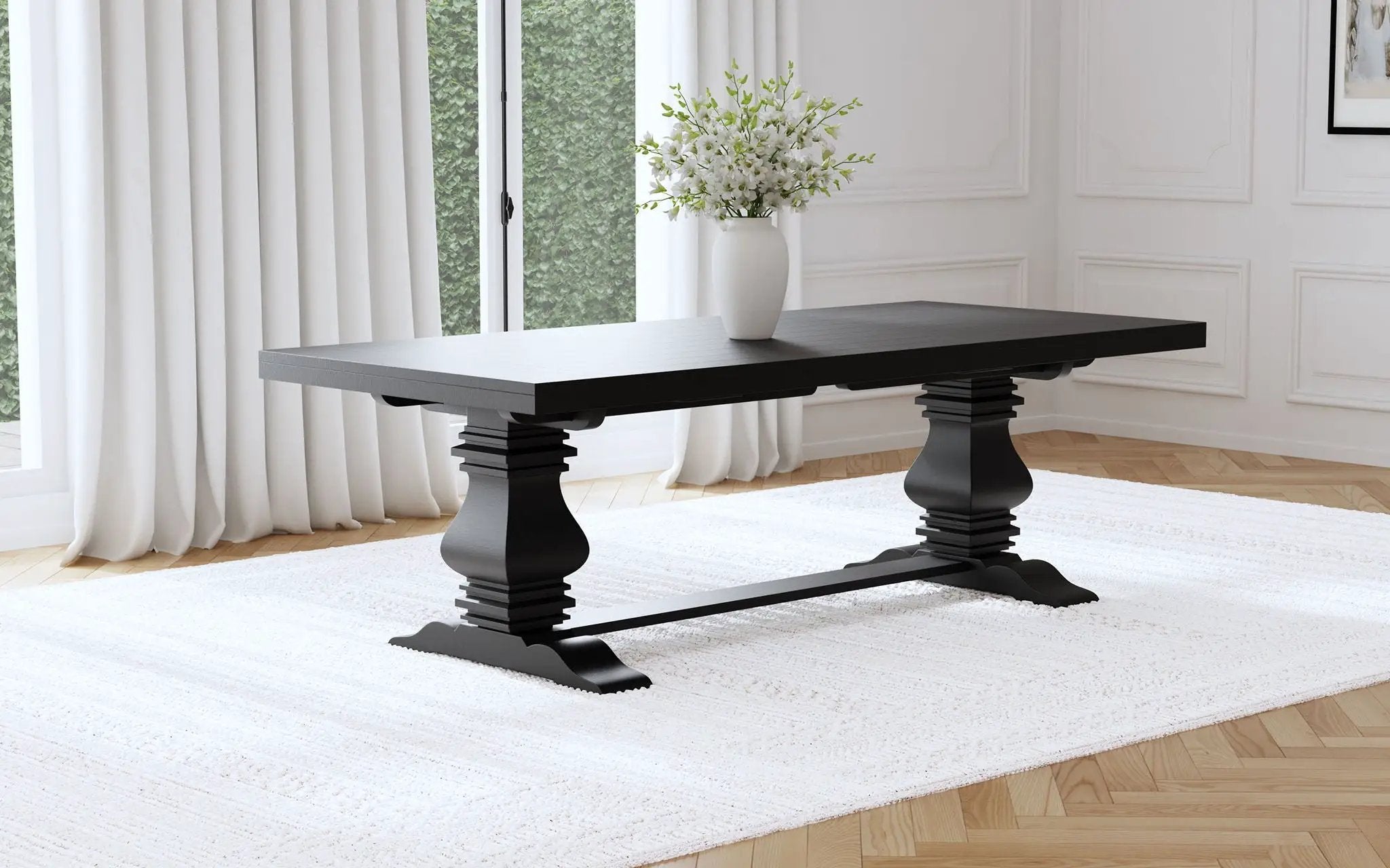 Florence 126-inch Extension Dining Table Distressed Black by Unique Piece Furniture