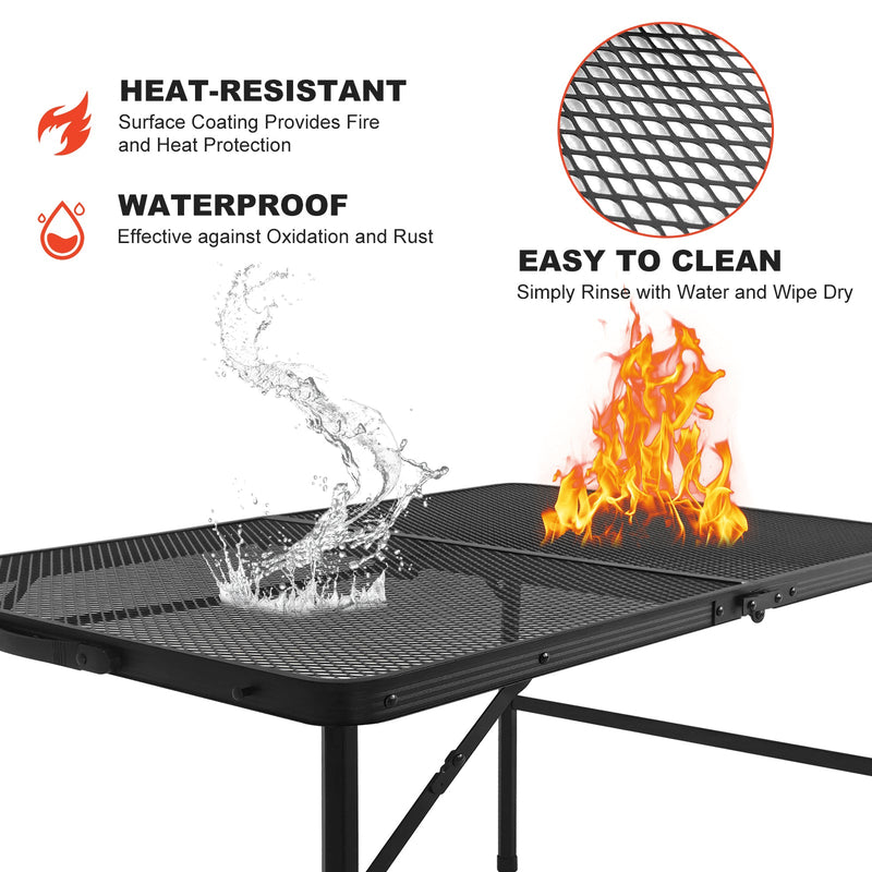 3FT Camping Table with Mesh Desktop, Lightweight & Portable Small Folding Grill Table by HouseOfZazla