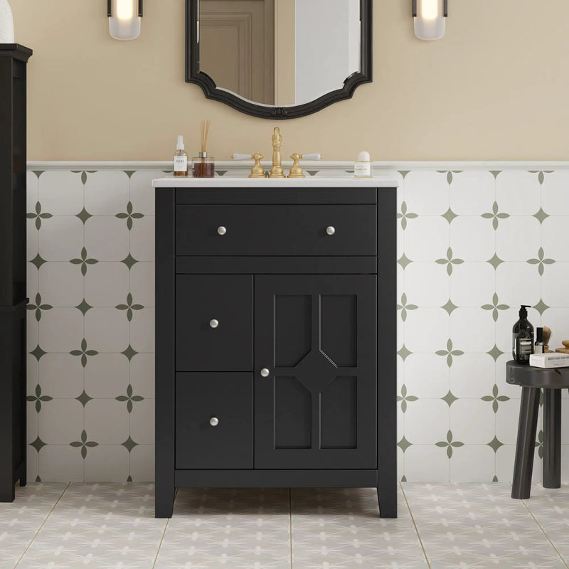 Bathroom Vanity With Basin, Rectangular Cabinet With 2 Drawers And Soft Closing Door by HouseOfZazla