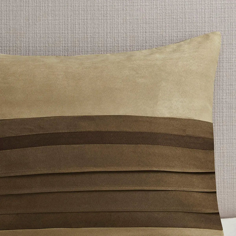 7 Pc Pieced Faux Suede Comforter Set Natural Cal King by HouseOfZazla