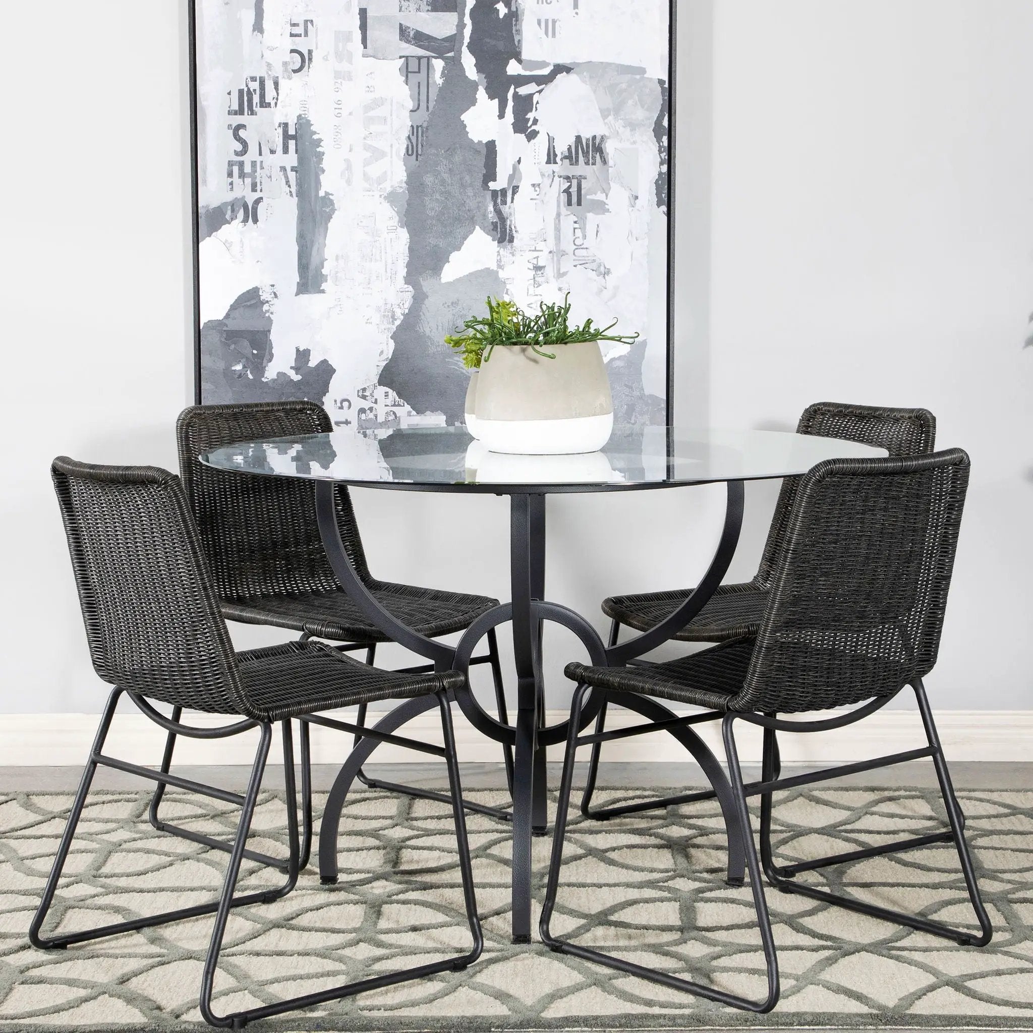 Aviano Round Metal Dining Table Base Gunmetal by Unique Piece Furniture