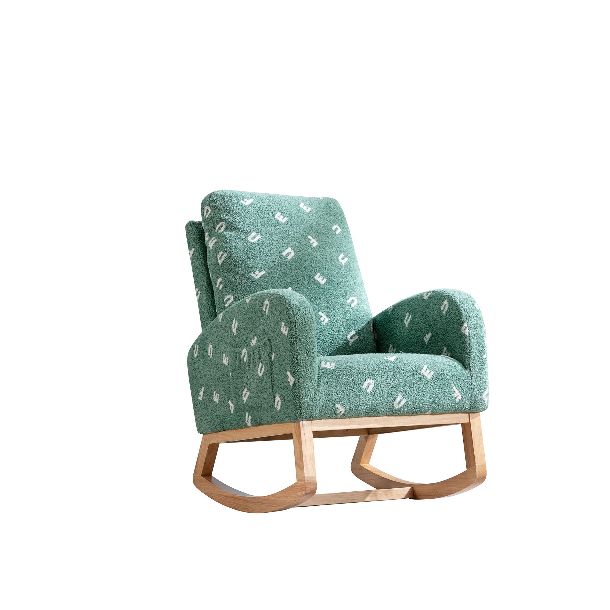 Modern Accent Rocker Armchair With Side Pocket, Upholstered High Back by HouseOfZazla