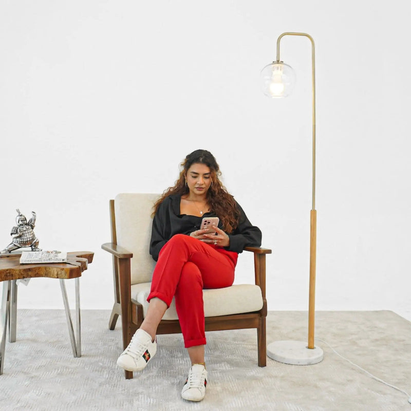 Tall Corner Floor Lamp For Living Room - White by HouseOfZazla