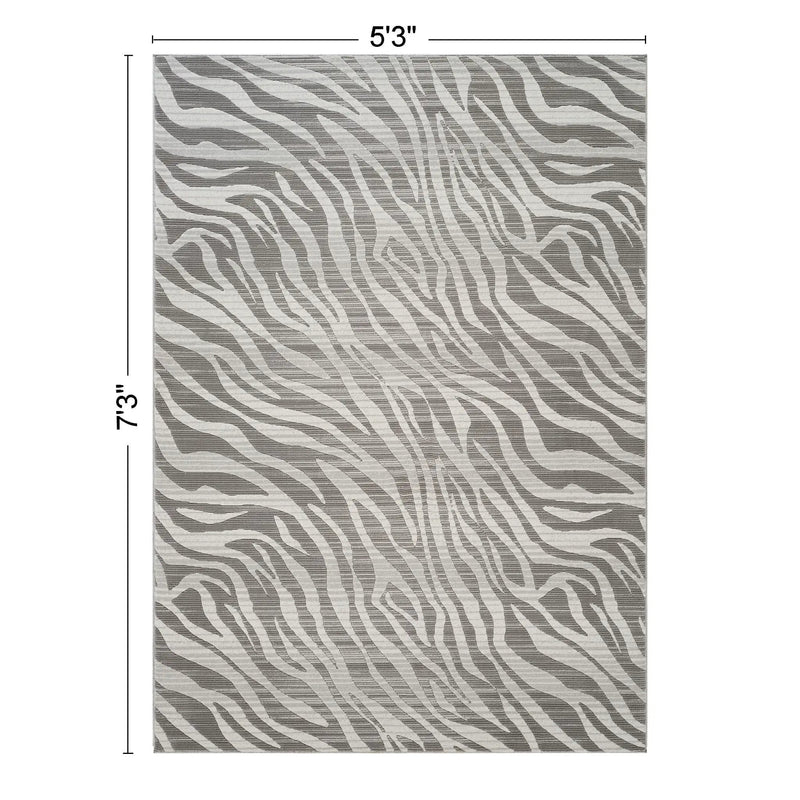 Geometrix - 5'3" X 7'3" Area Rug Geometric & 3D Effect - Ivory / Gray by HouseOfZazla