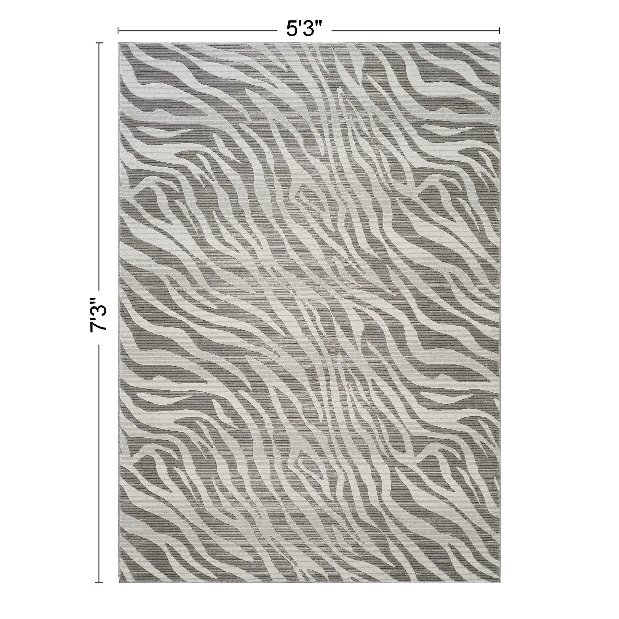 Geometrix - 5'3" X 7'3" Area Rug Geometric & 3D Effect - Ivory / Gray by Unique Piece Furniture