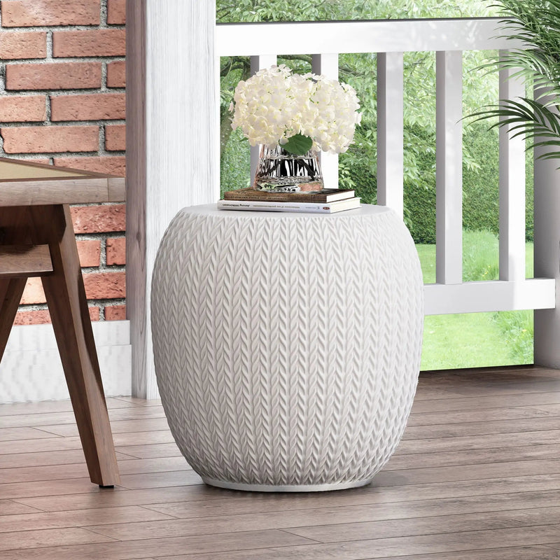 Outdoor Lightweight Concrete Side Table - Antique White by HouseOfZazla