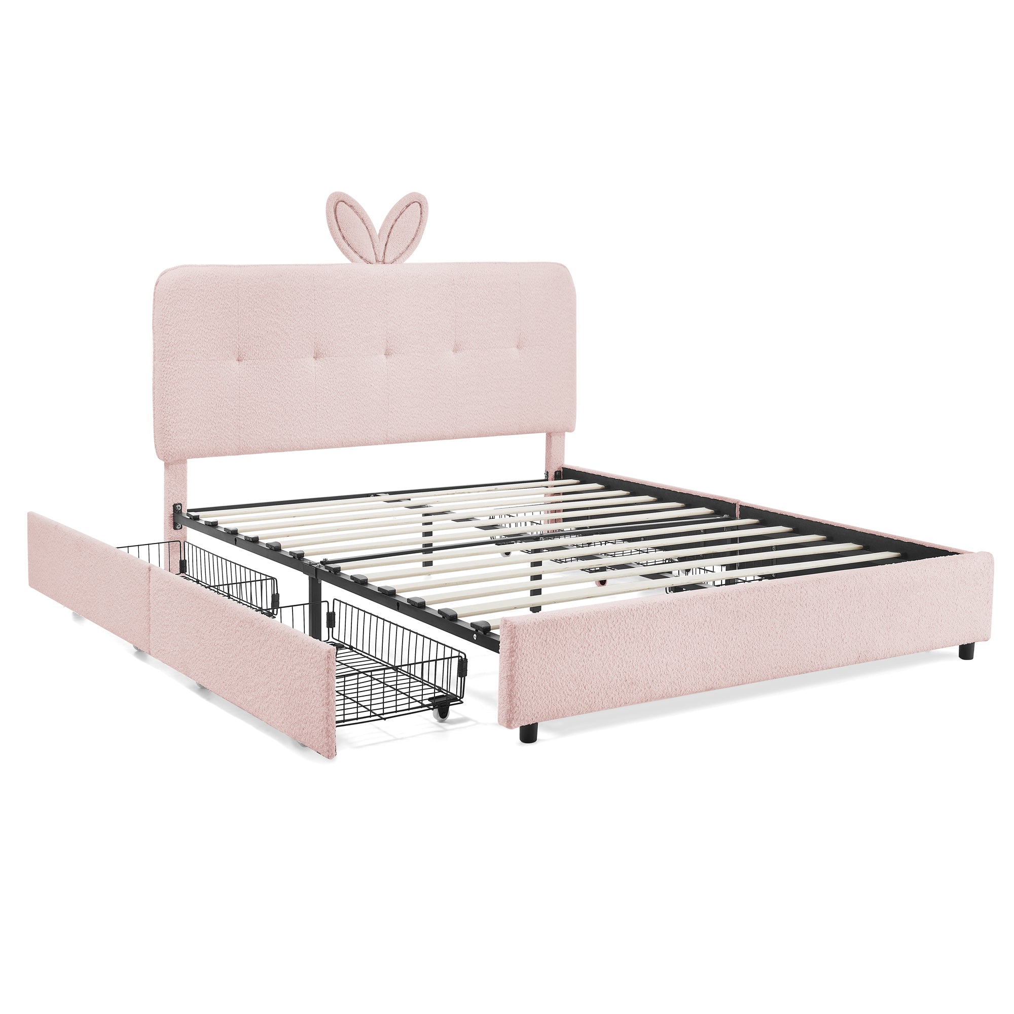 Full Size Kids Upholstered Bed with Oversized Rabbit Ear Headboard by HouseOfZazla