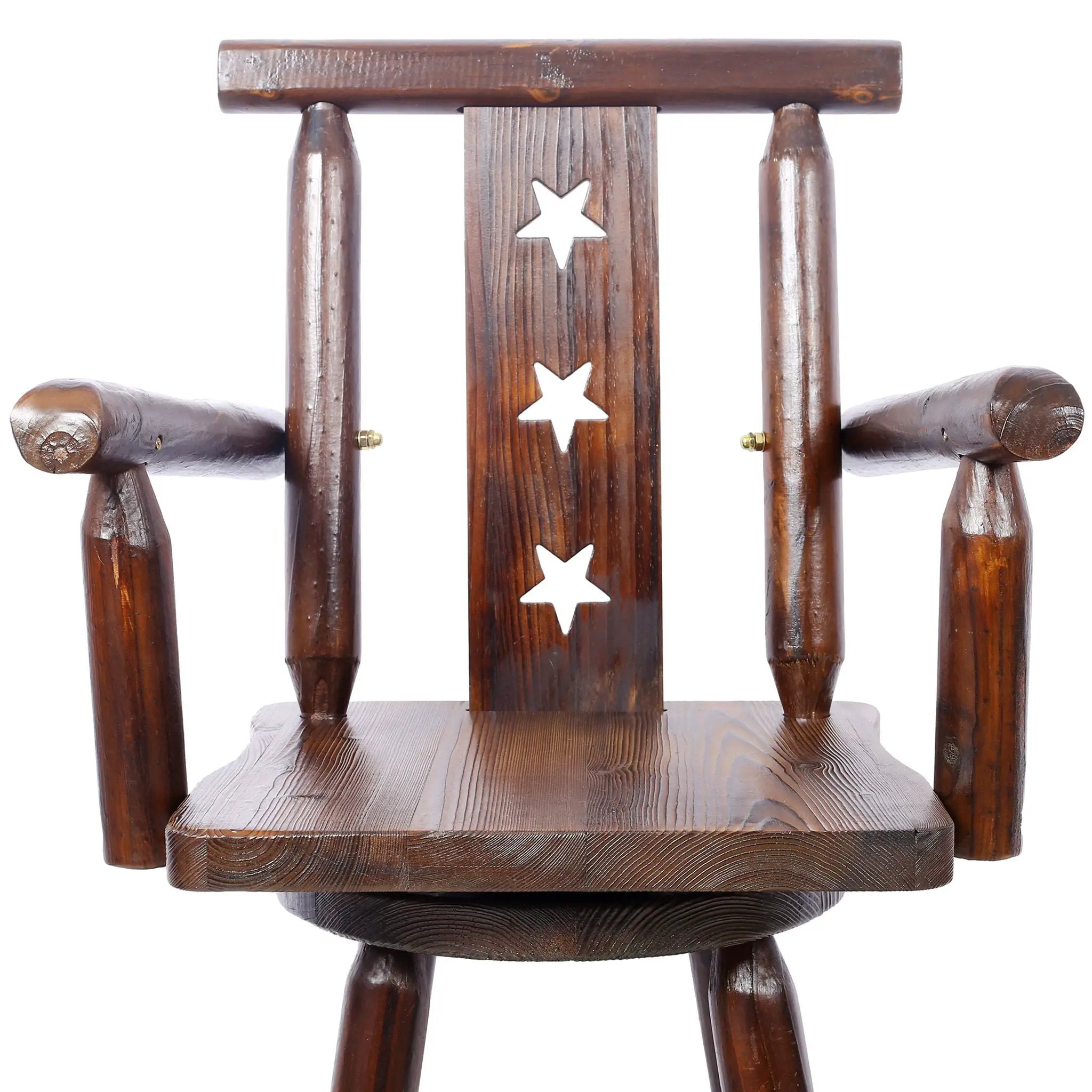 Rustic Tall Bistro Chair Decorative Star Backrest And Footrest, Fir Wood, 4 Foot - Brown by HouseOfZazla
