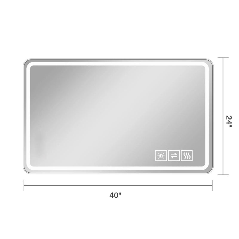 LED Bathroom Mirror Vanity Mirrors With Front Lights Wall Mounted Anti-Fog Frameless Make Up Mirror With Light Copper Free Silver Mirror Horizontal Or Vertical - Silver by Unique Piece Furniture
