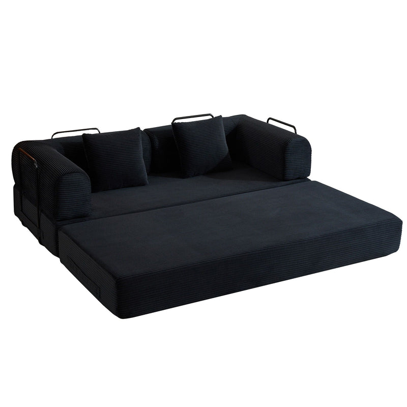 Convertible Sleeper Sofa Bed With Cylindrical Pillow, With Fixed Shape Frame by Unique Piece Furniture