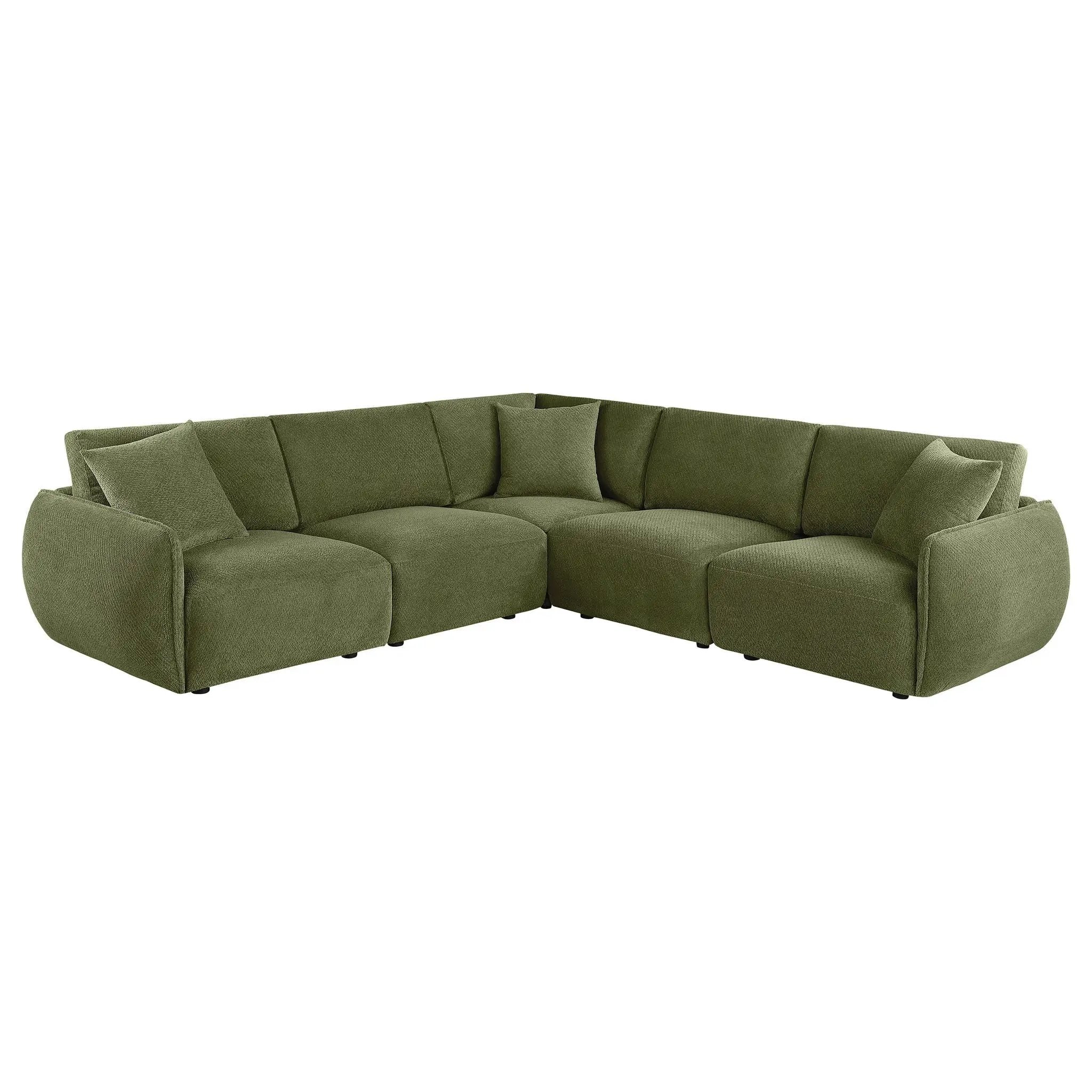 Elysia 5-piece Chenille Upholstered Modular Sectional Sofa Green by Unique Piece Furniture