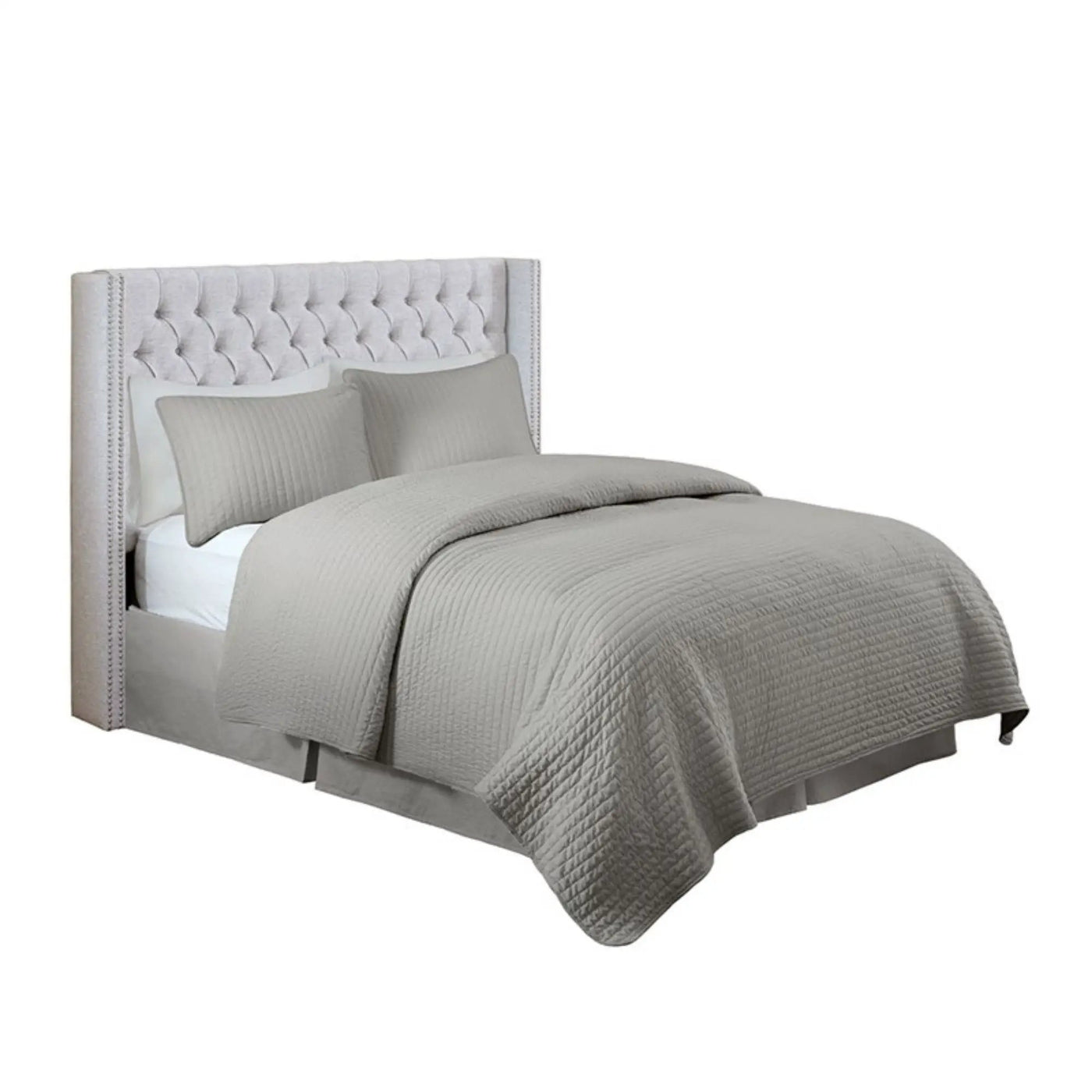Transitional Upholstery Headboard With Tufted Buttons And Nailhead Trim by HouseOfZazla