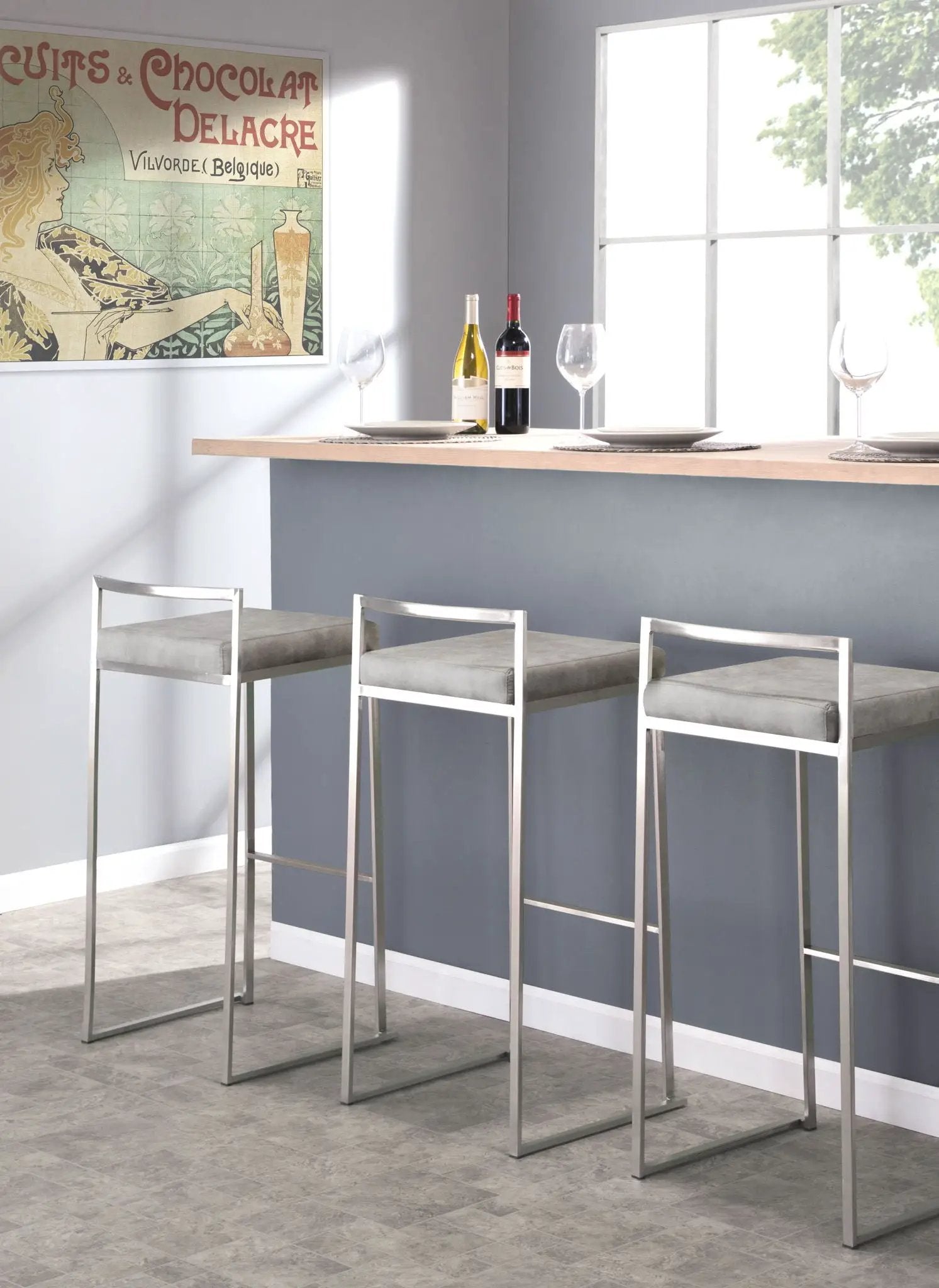 Fuji - Contemporary And Elegant Design Stackable Barstool by Unique Piece Furniture