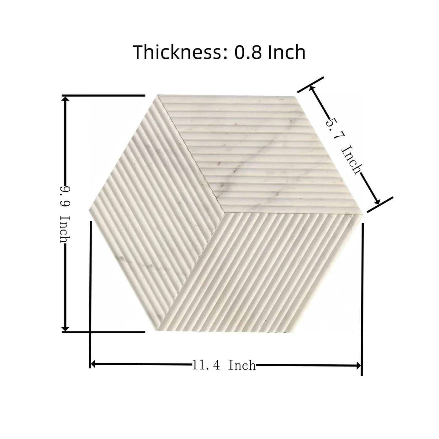 Hexagon Natural Stone Marble Tile, 3D Fluted (Set of 12) by HouseOfZazla