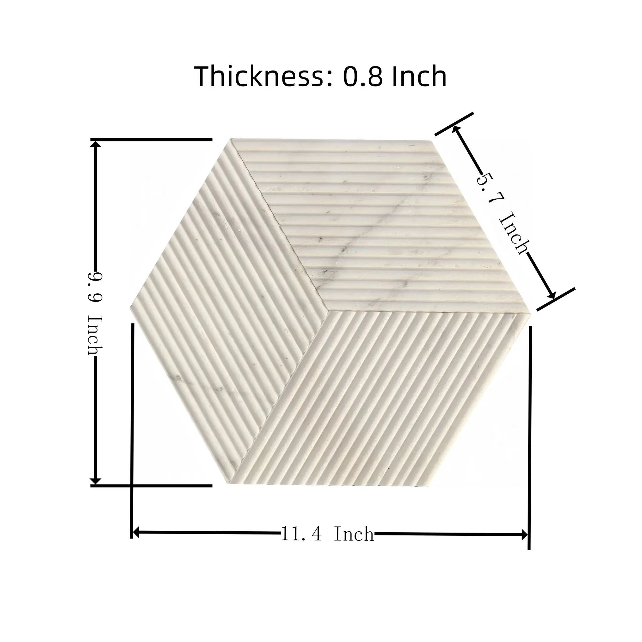 Hexagon Natural Stone Marble Tile, 3D Fluted (Set of 12) by HouseOfZazla