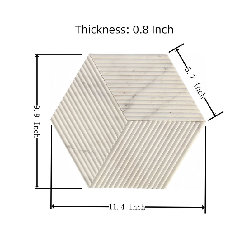 Hexagon Natural Stone Marble Tile, 3D Fluted (Set of 12) by HouseOfZazla