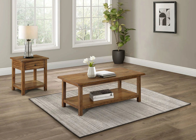 Payne 2-piece Coffee and 1-drawer End Table Set Brown by Unique Piece Furniture