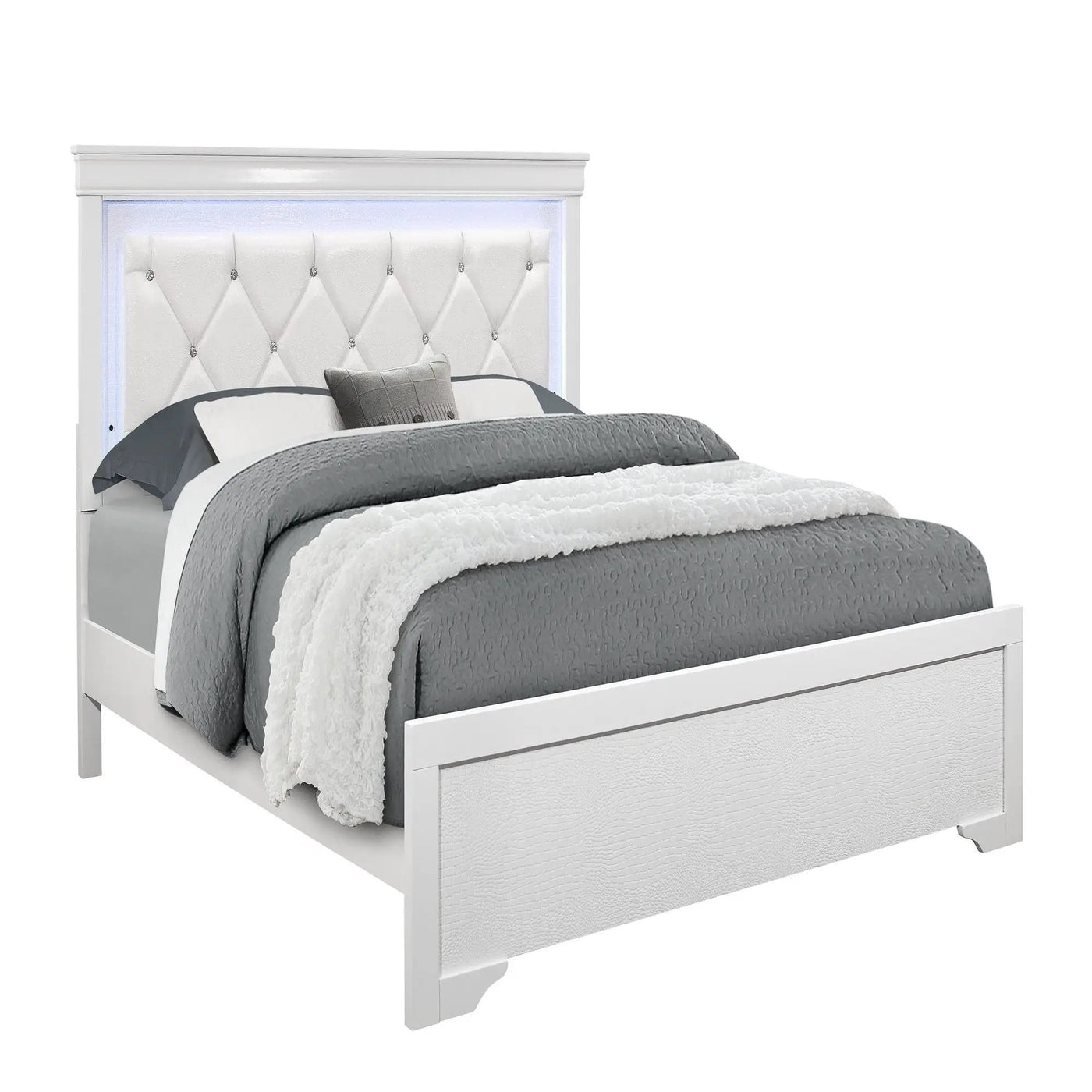 Shaker - Bed With LED Lighting And Crystal Inspired Tufted Headboard by HouseOfZazla
