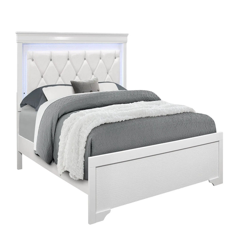 Shaker - Bed With LED Lighting And Crystal Inspired Tufted Headboard by Unique Piece Furniture