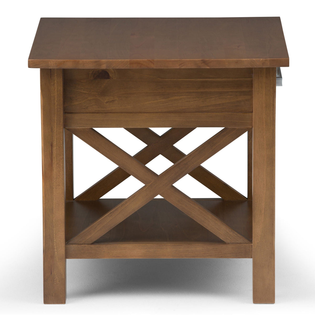 Medium Saddle Brown Solid Wood End Table with Drawer - Contemporary Style, photo 3 of 9