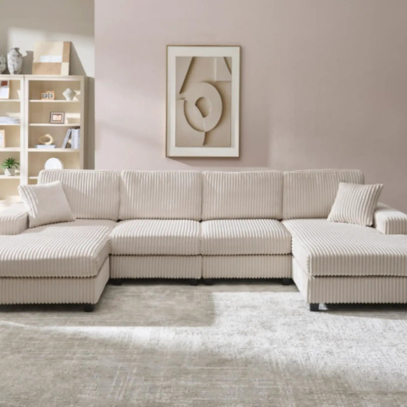 U-Shaped Convertible Sofa, 4 Seater Large Living Room Lounge by Unique Piece Furniture