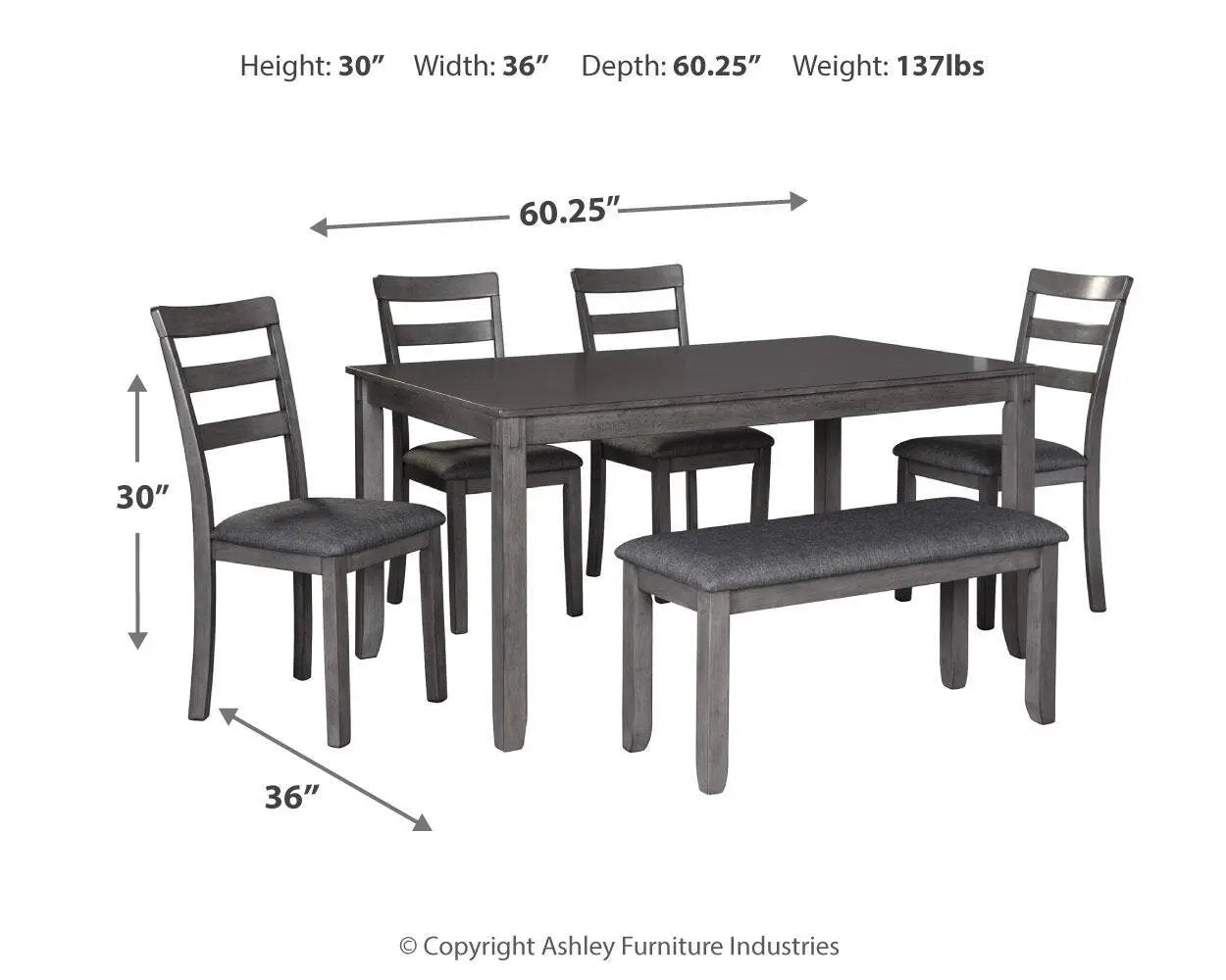 Bridson - RECT DRM Table Set (Set of 6) - Gray by Unique Piece Furniture