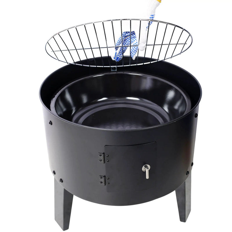 Portable Charcoal Smoker Grill For Outdoor Cooking - Black by HouseOfZazla
