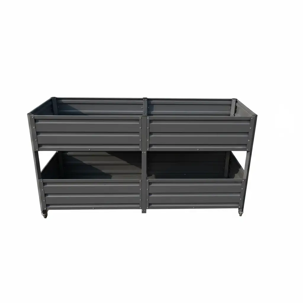 Dual Tier Elevated Metal Raised Garden Bed with Lockable Wheels by HouseOfZazla