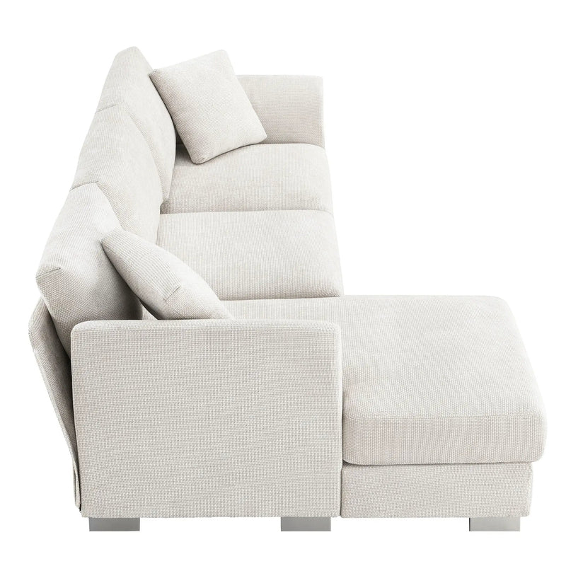 Modern Cloud Sectional Sofa L Shaped Luxury Couch Set With 2 Free Pillows 4 Seat With Oversized Chaise by HouseOfZazla