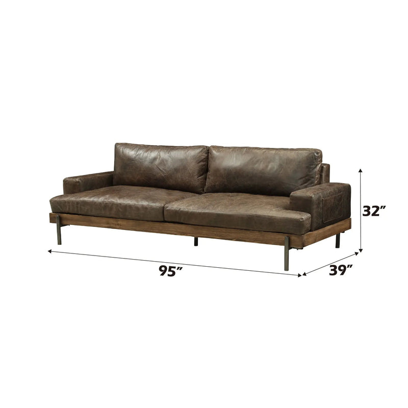 Silchester - Sofa - Distress Chocolate Top Grain Leather & Oak by Unique Piece Furniture