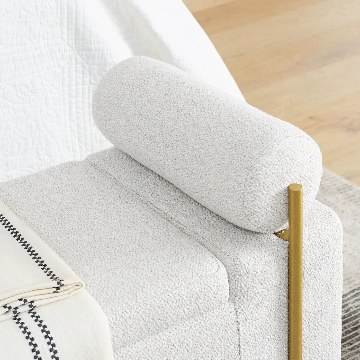 Elegant Upholstered Storage Bench With Cylindrical Arms And Iron Legs, by HouseOfZazla