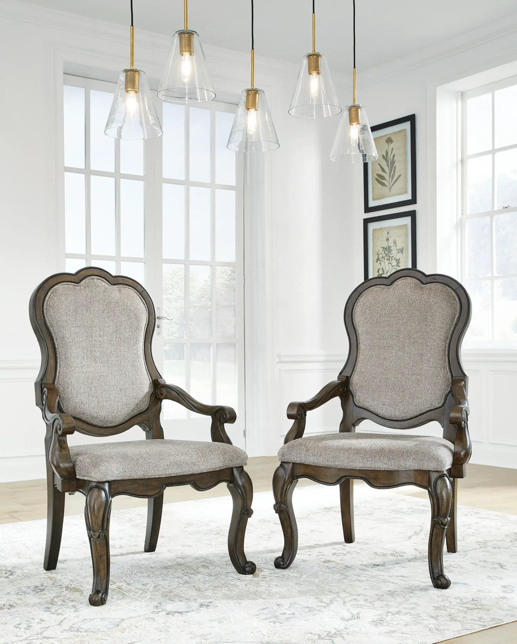 Maylee - Dining Upholstered Arm Chair (Set of 2) - Dark Brown by Unique Piece Furniture