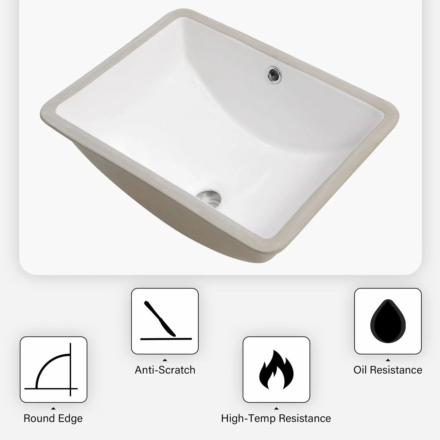 Modern Ceramic Undermount Bathroom Sink With Overflow, High Quality by HouseOfZazla