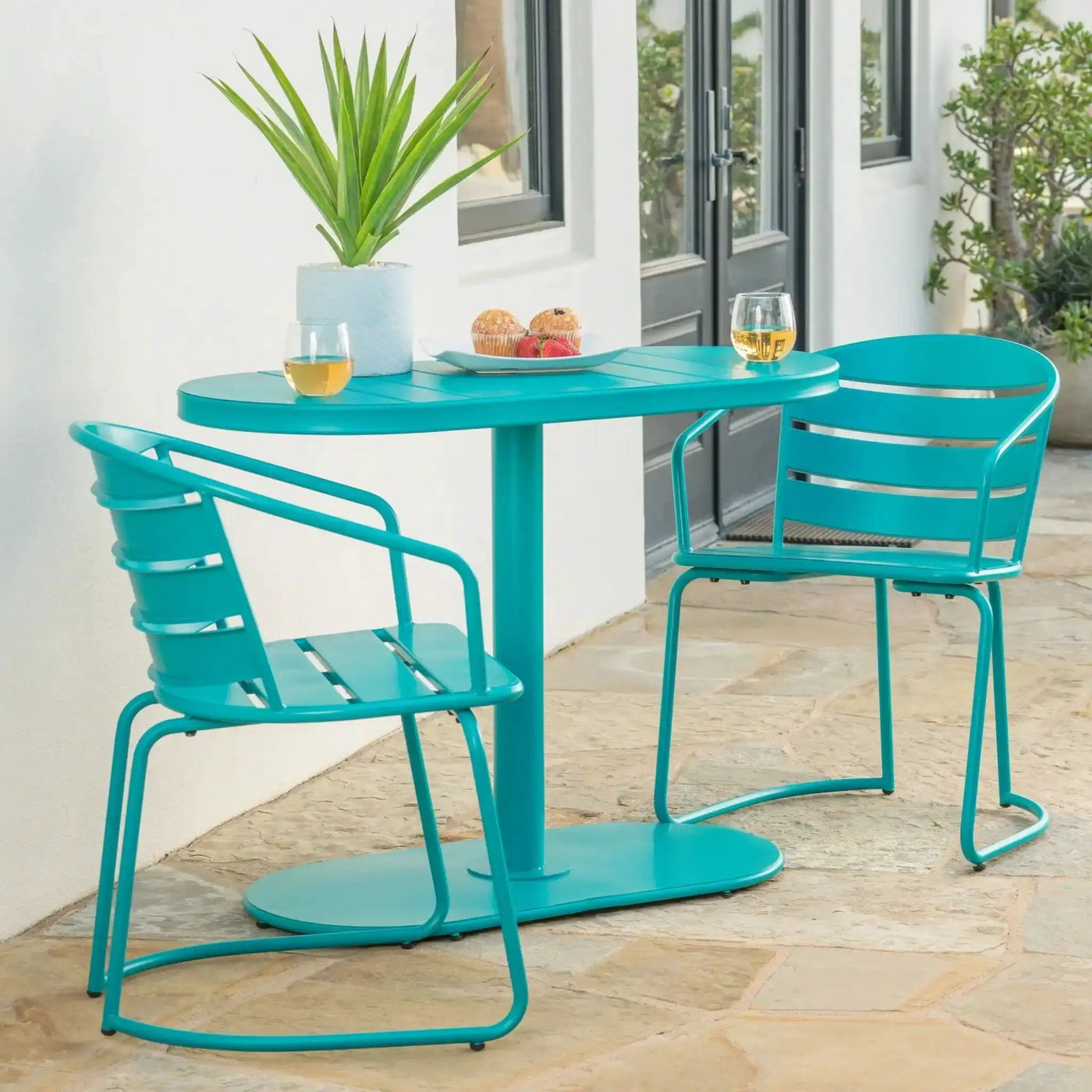 3 Piece Elegant Outdoor Bistro Set With 2 Chairs And Oval Table by HouseOfZazla