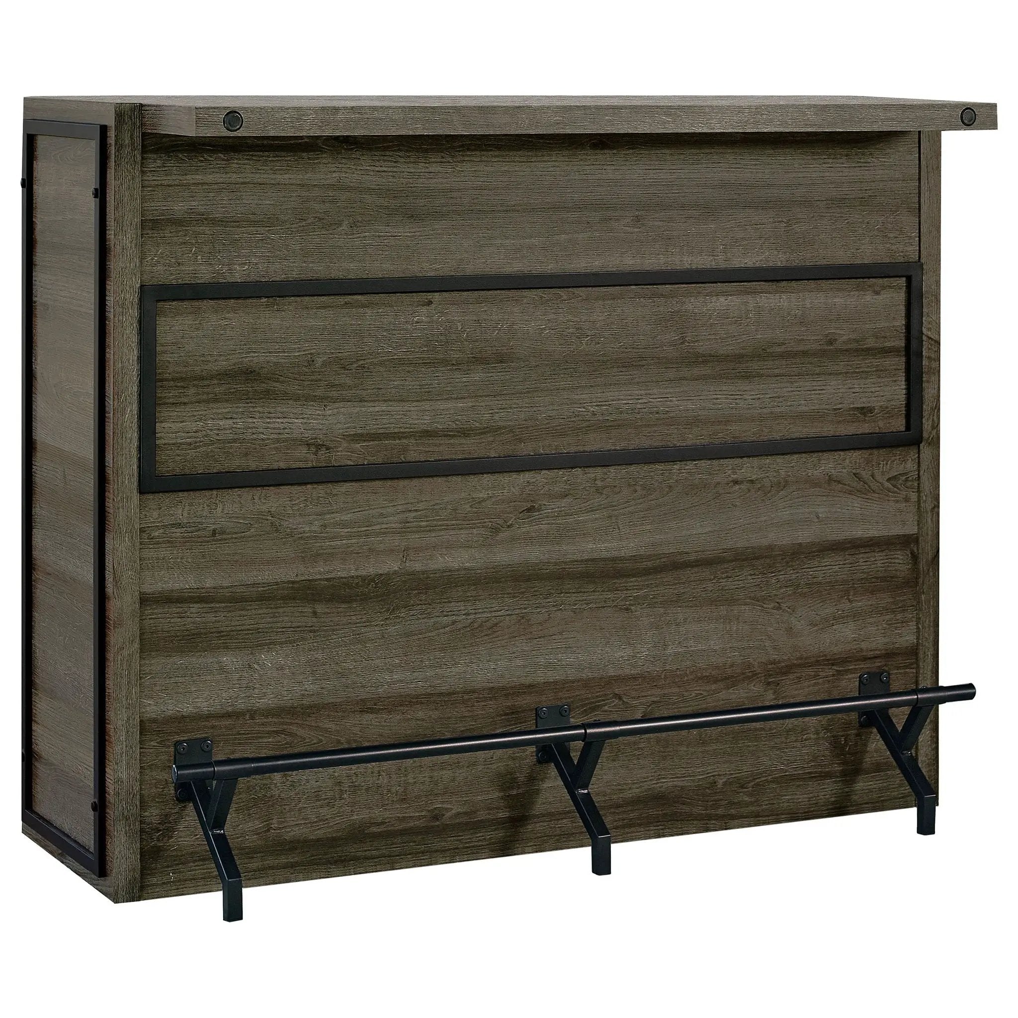 Garrison - 5 Shelf Home Bar Wine Cabinet With Stemware Racks And 12 Bottle Wine Storage - Oak by HouseOfZazla