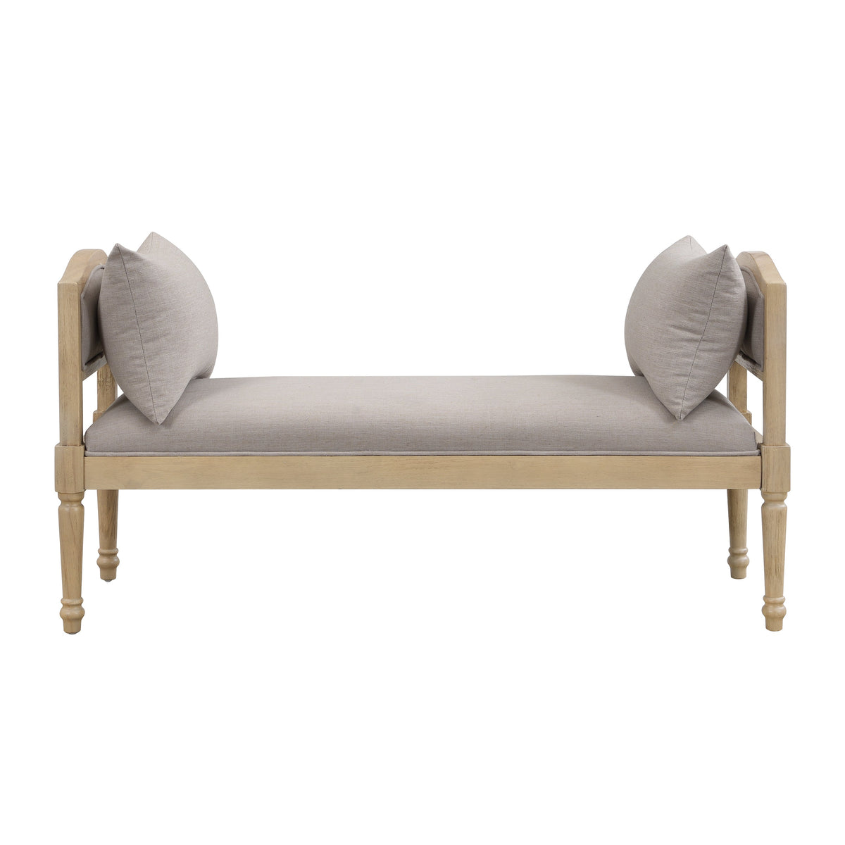 Upholstered Bench with Turned Legs & Side Cushions - Beige or Greige, photo 10 of 10
