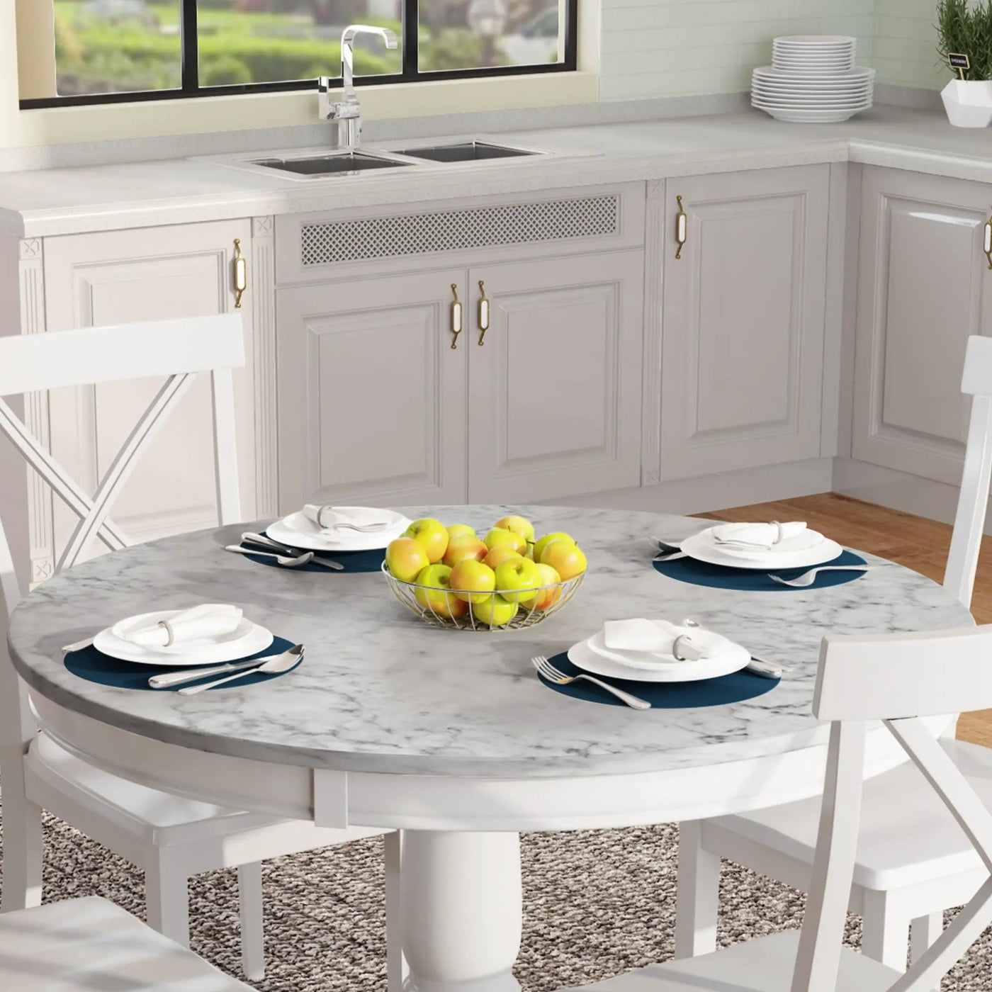 5 Pieces Dining Table And Chairs Set For 4 Persons, Kitchen Room Solid Wood Table With 4 Chairs by HouseOfZazla