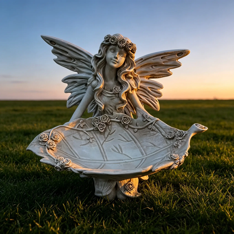 12.80" High Garden Fairy Figurine with Leaf Tray by HouseOfZazla