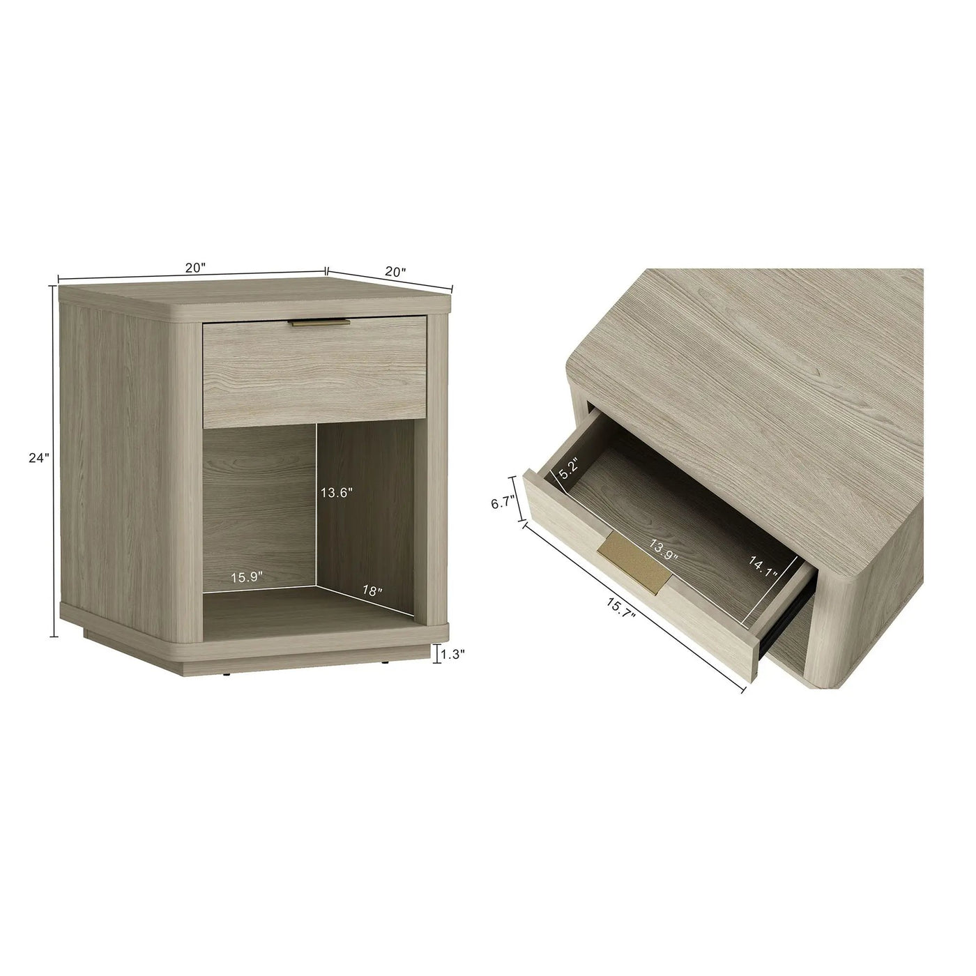 Evelyn - Nightstand With 1 Drawer And Open Shelf by HouseOfZazla