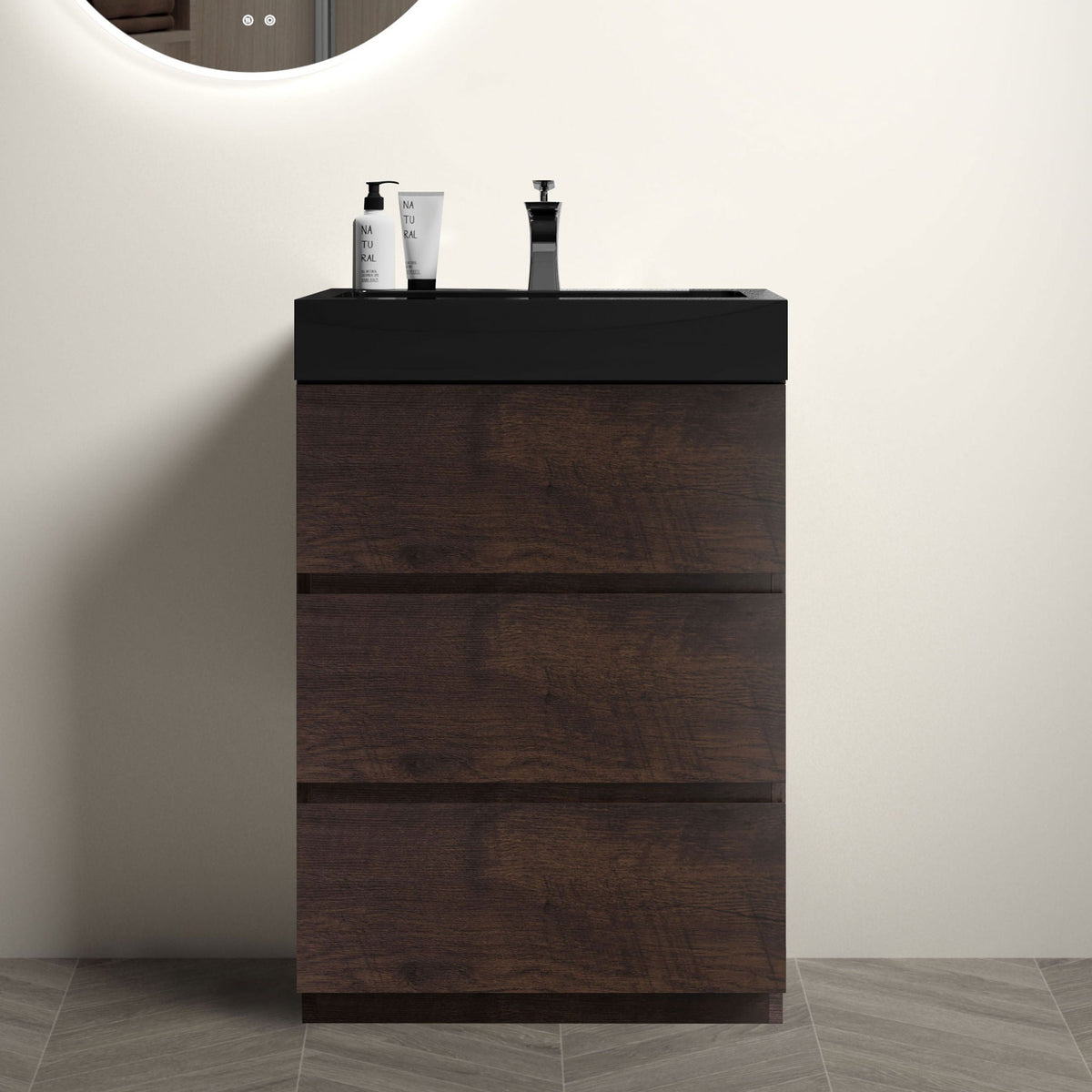 Alice Bathroom Vanity with Large Storage and One-Piece Sink Basin – Black or White, photo 7 of 24
