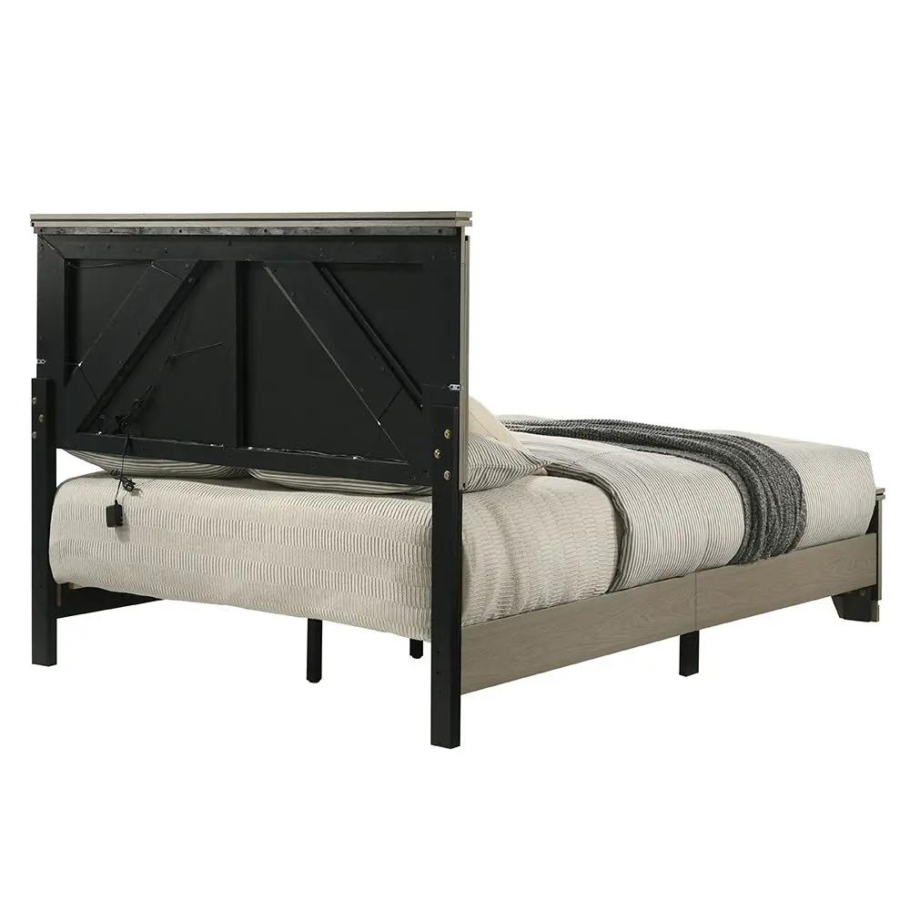 Joanna - Queen Bed With LED - Weathered Gray by Unique Piece Furniture