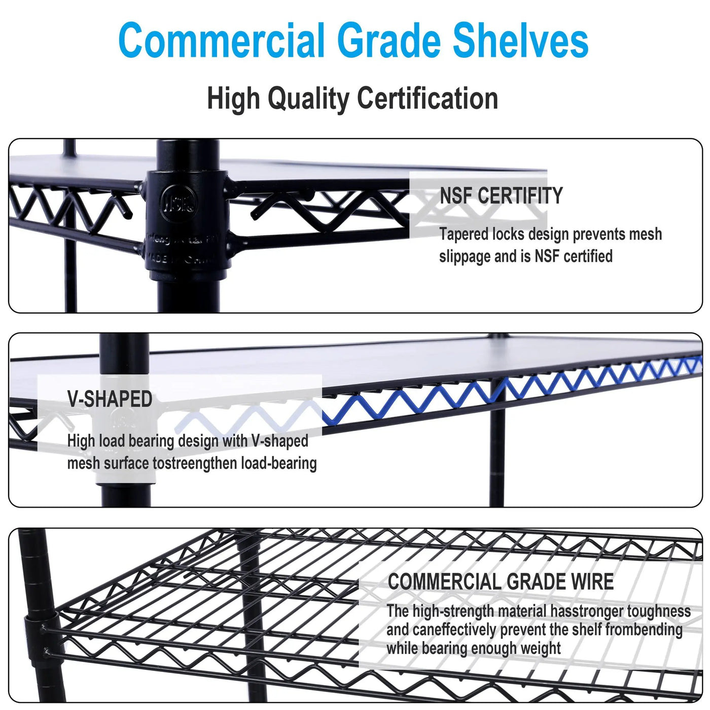 6 Tier 6000Lbs Capacity Nsf Metal Shelf Wire Shelving Unit, Heavy Duty Adjustable Storage Rack With Wheels & Shelf Liners For Commercial Grade Utility Steel Storage Rack by HouseOfZazla