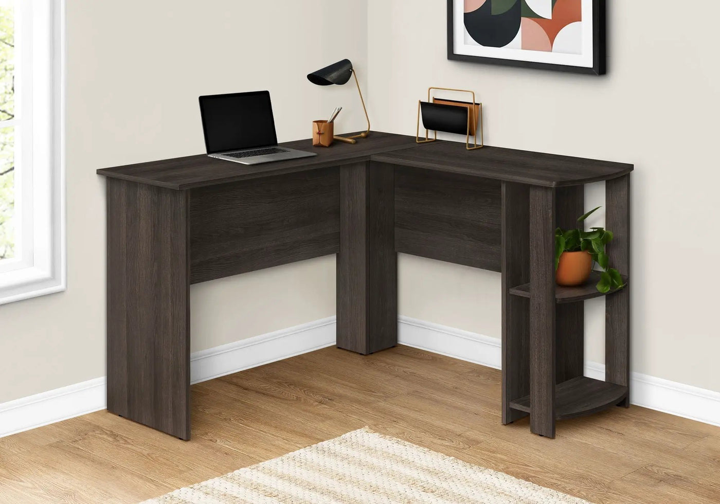 L-Shaped Corner Computer Desk with Storage Shelves by HouseOfZazla