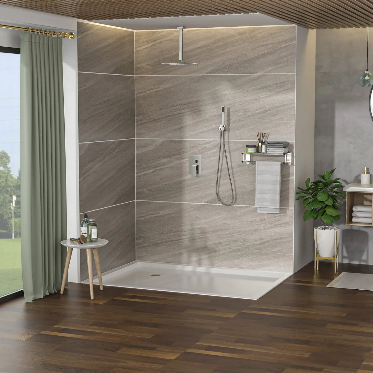 Dual Shower Head System With 12" Square Rain Shower And Rough In Valve by HouseOfZazla
