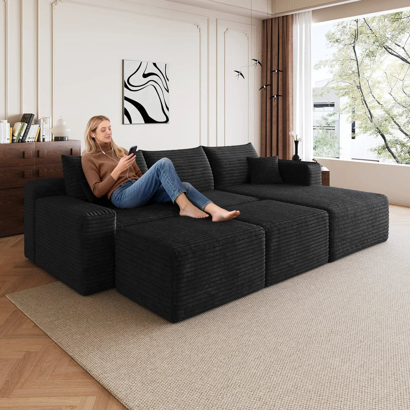 95" Cloud Sectional Sofa with 2 Ottomans by HouseOfZazla