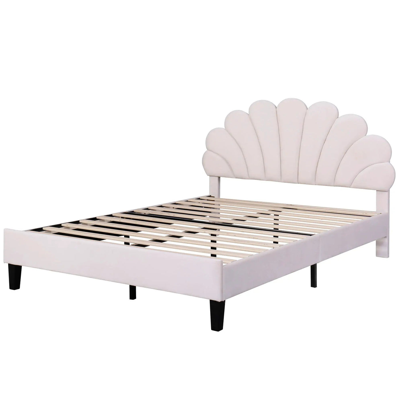 Upholstered Platform Bed With Flower Pattern Headboard by HouseOfZazla