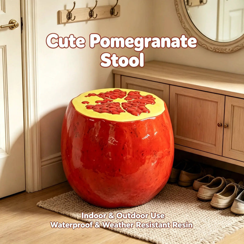 Pomegranate Fruit Stool – 13.4" Oversized Resin Stool by HouseOfZazla