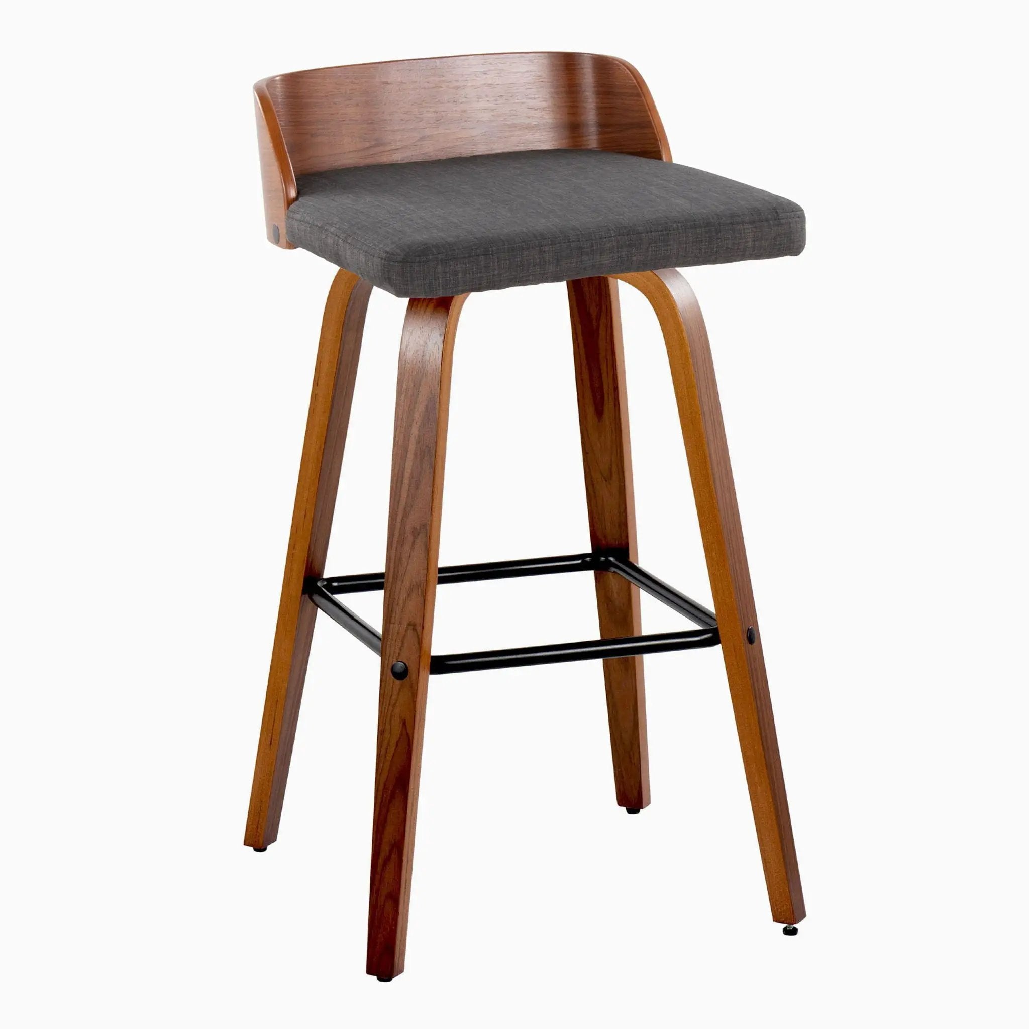 Maya - Mid Century Modern Fixed Height Barstool With Swivel And Square Footrest (Set of 2) by Unique Piece Furniture