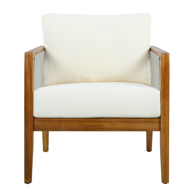 Outdoor 4-Piece Sofa Set, Acacia Wood Frame with Rope Detail, Water-Repellent by HouseOfZazla