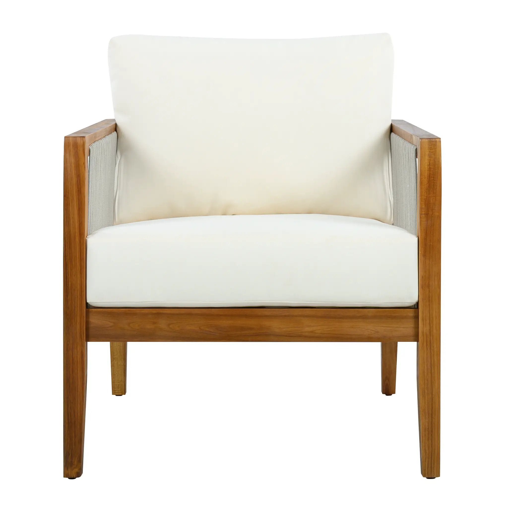 Outdoor Club Chair (Set of 1) - Acacia Wood Frame with Rope Back by HouseOfZazla